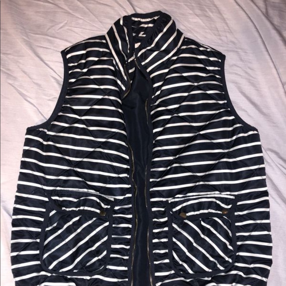 Navy and white striped vest.